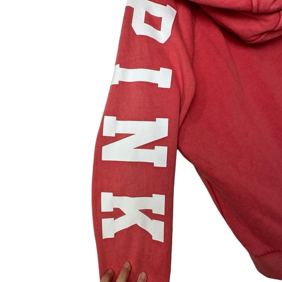 VICTORIA'S SECRET PINK PERFECT FLEECE FUNNEL NECK HOODIE LARGE VINTAGE WASH - Picture 5 of 9